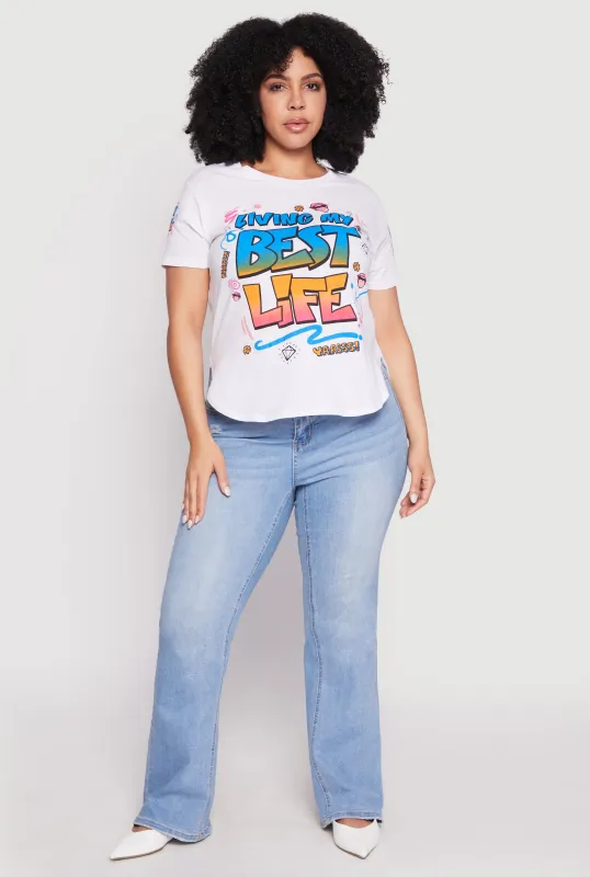 Plus Size Living My Best Life Graphic T Shirt sold by Rainbow