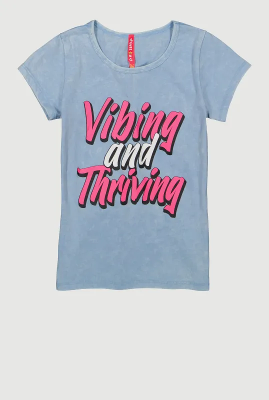 Girls Vibing And Thriving Graphic Top sold by Rainbow