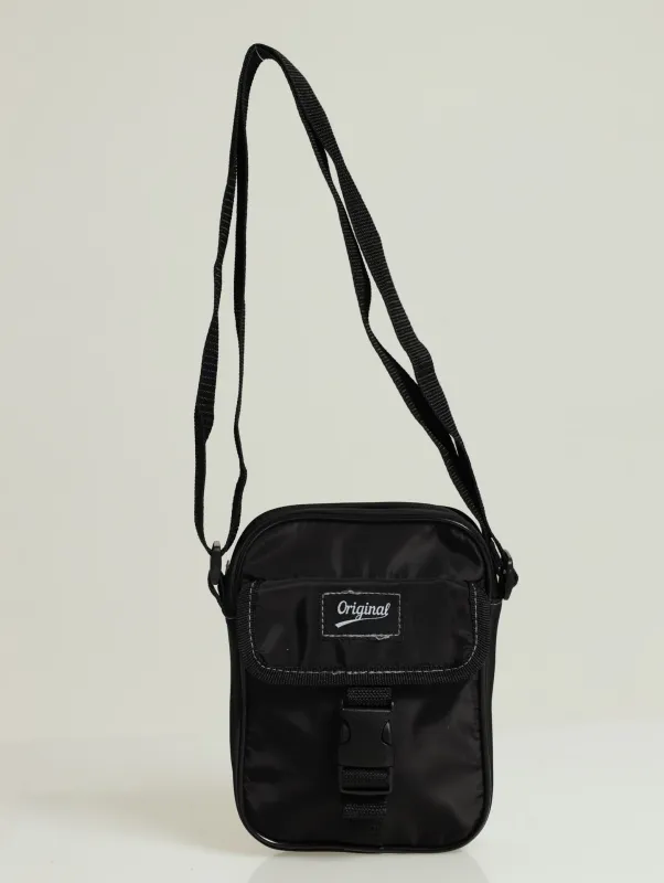 Boys Woven Badge Sling Bag - Black sold by Edgars
