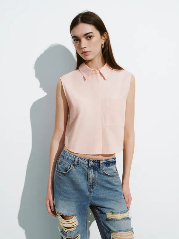 Cropped Sleeveless Overhead Shirt sold by Urban Revivo