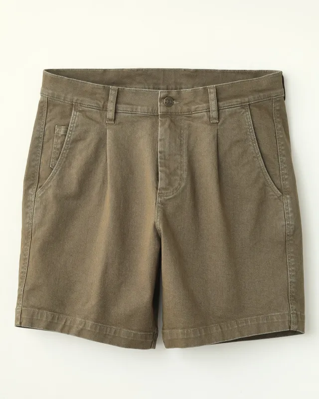Heavy Twill Pleated Short - Army sold by Corridor
