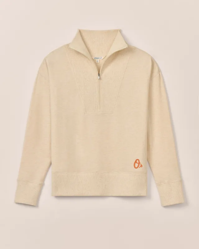 Women's Baltimore Orioles Taylor Drop Shoulder Cotton 1/4 Zip - O Logo sold by Johnnie-O