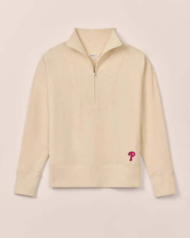 Women's Philadelphia Phillies Taylor Drop Shoulder Cotton 1/4 Zip sold by Johnnie-O