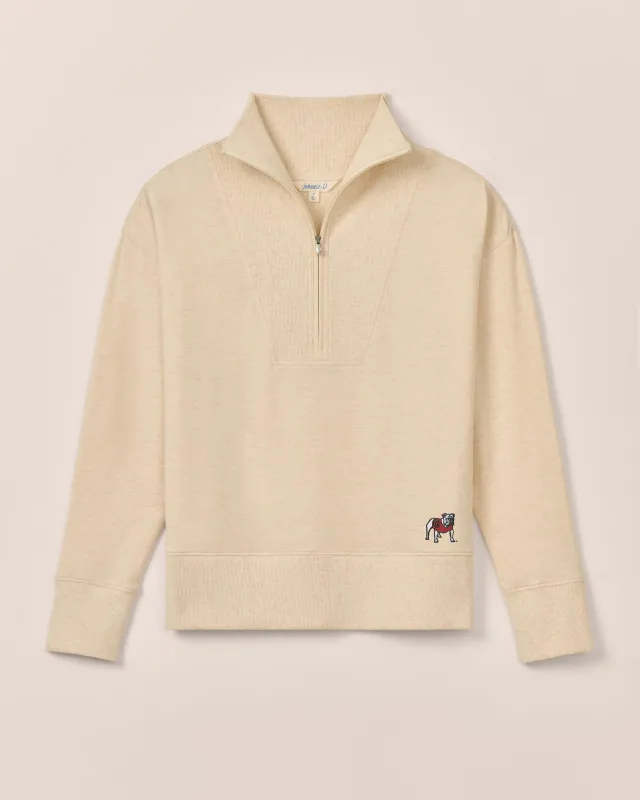Women's Georgia Taylor Drop Shoulder Cotton 1/4 Zip - Dawgs Logo sold by Johnnie-O