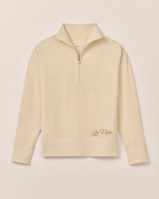 Women's Florida State Taylor Drop Shoulder Cotton 1/4 Zip - Go 'Noles Logo sold by Johnnie-O