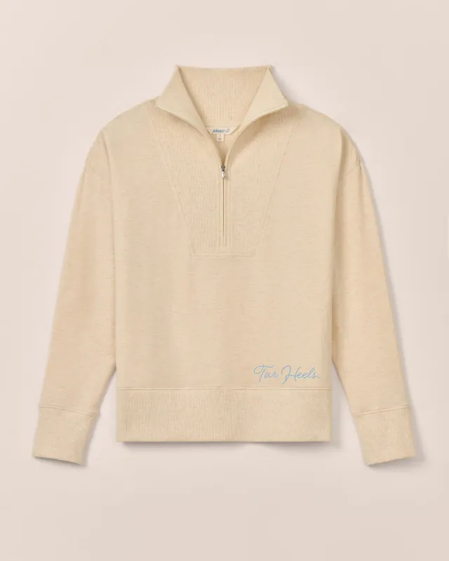 Women's North Carolina Taylor Drop Shoulder Cotton 1/4 Zip - Tar Heels Script Logo sold by Johnnie-O