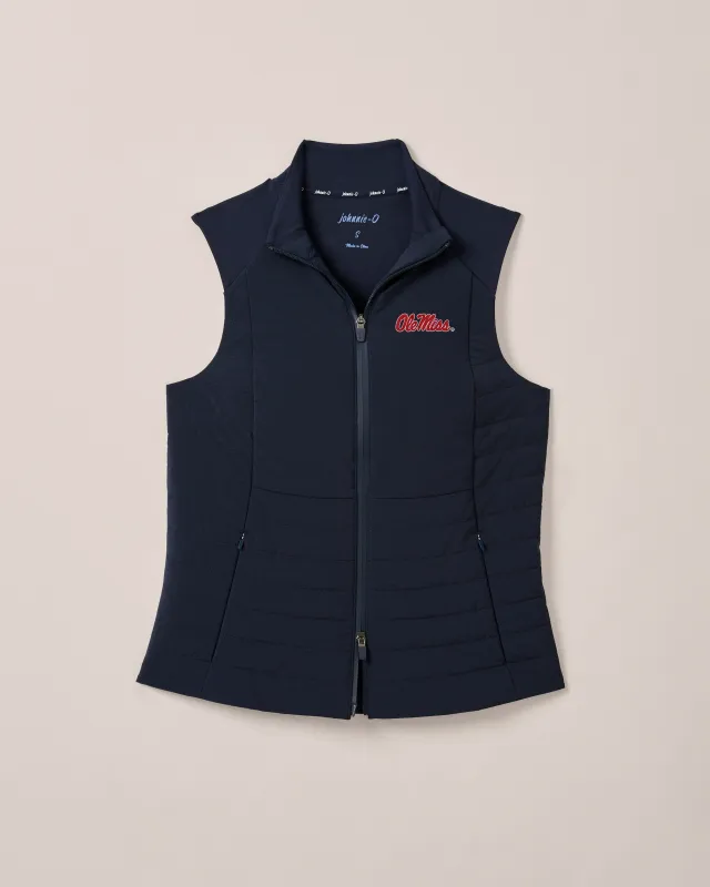 Women's Ole Miss Victoria Performance Mixed Media Vest sold by Johnnie-O