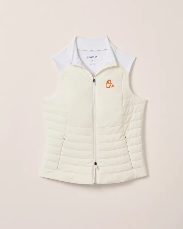 Women's Baltimore Orioles Victoria Performance Mixed Media Vest - O Logo sold by Johnnie-O