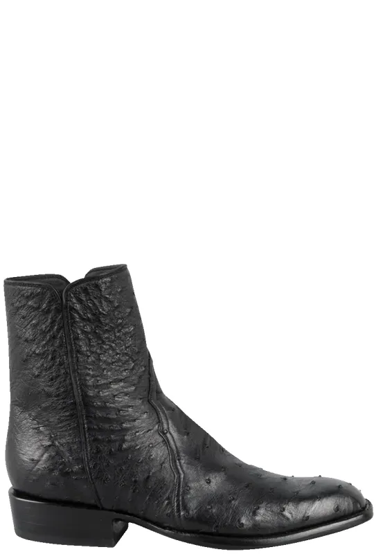 Stallion Full Quill Ostrich Zorro Ankle Boots - Black sold by Pinto Ranch
