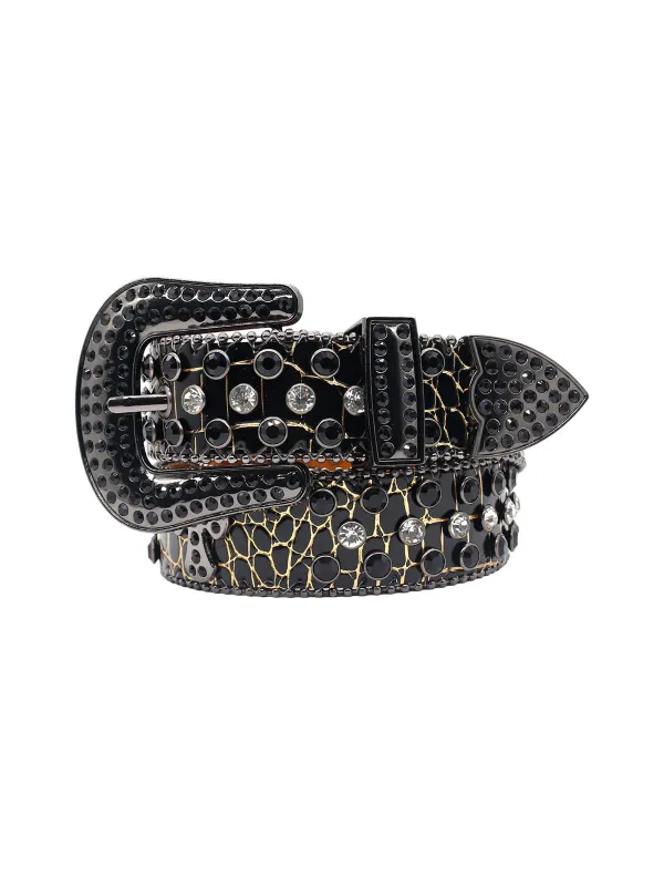 Punk Style Leather Hotflix  Rhinestone Belt sold by Thesupermade