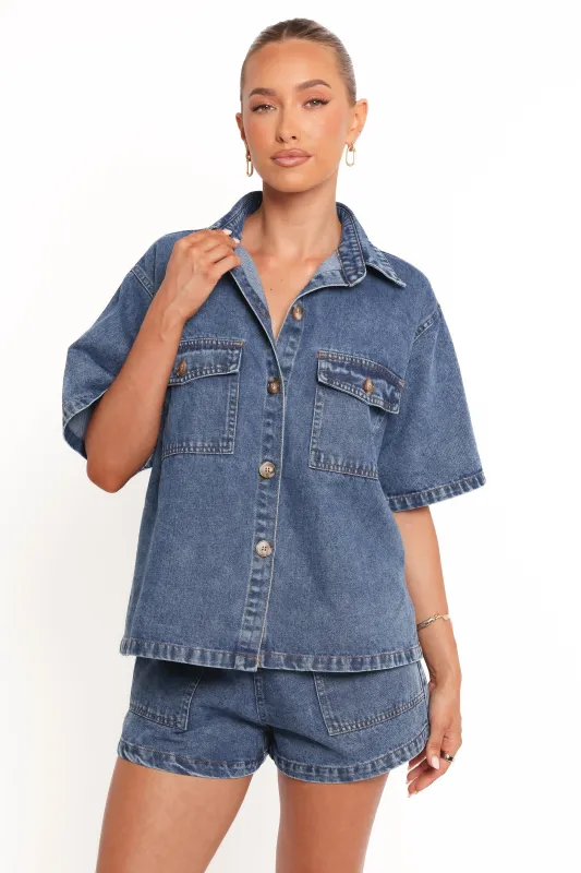 Noor Denim Short Set - Dark Blue sold by Petal & Pup