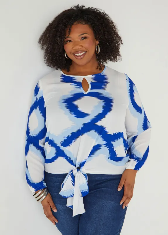 Tie Front Printed Blouse sold by Ashley Stewart