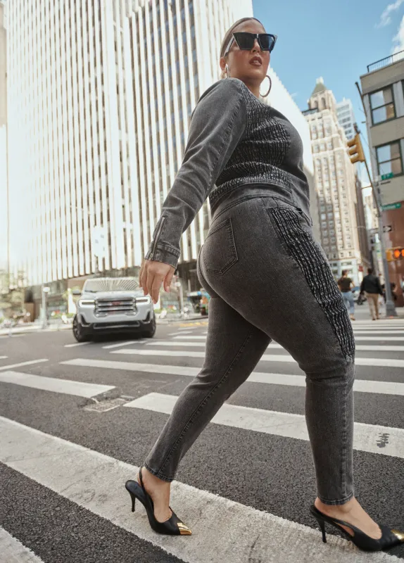 Shirred Skinny Jeans sold by Ashley Stewart