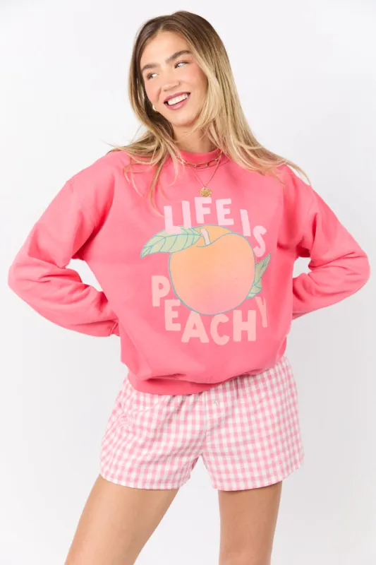 Life Is Peachy Light Red Graphic Sweatshirt SALE sold by Pink Lily