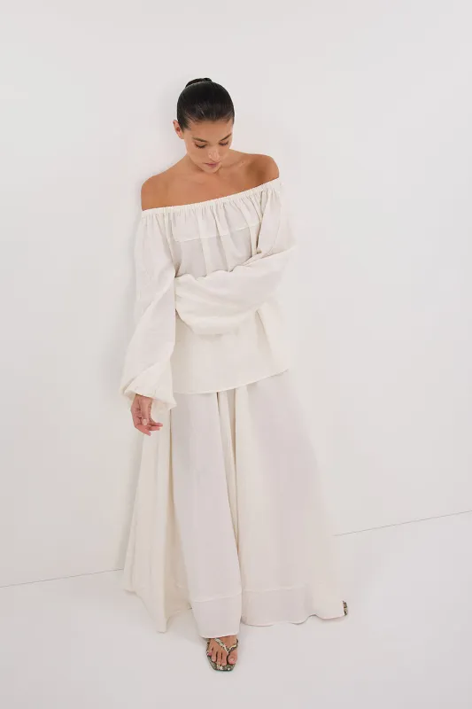 SHANIYA CREAM MARLE LONG SLEEVE TOP sold by Dissh