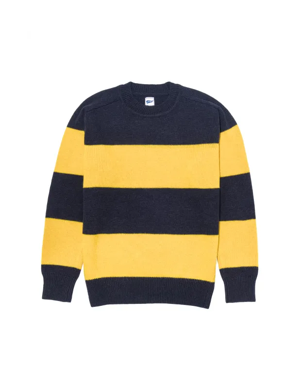 RUGBY STRIPE CREW NECK SWEATER - YELLOW/NAVY sold by J. Press
