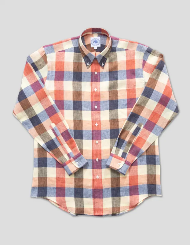 LONG SLEEVE LINEN LARGE CHECK SPORT SHIRT sold by J. Press