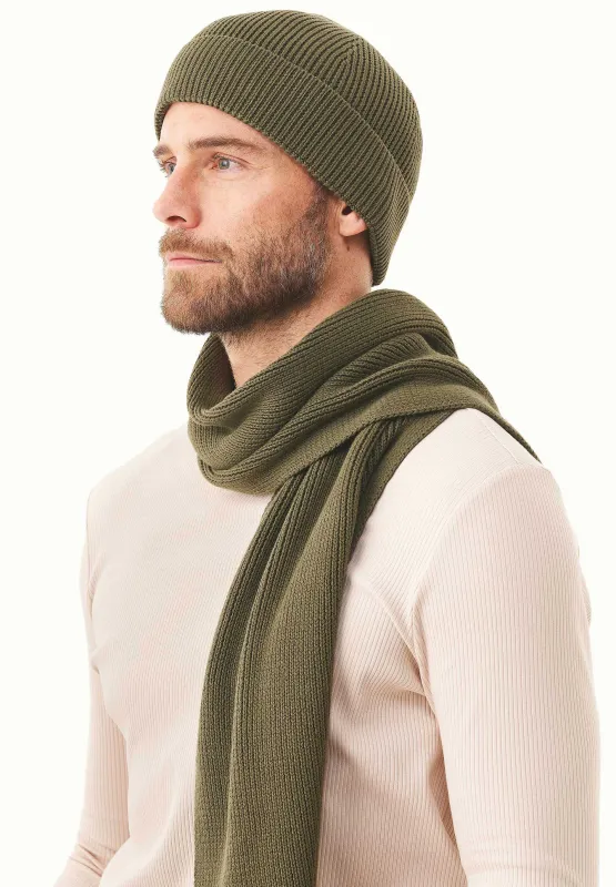 Knitted Organic Cotton Scarf Military Olive sold by Ivalo.com