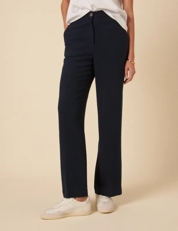Navy Marion Straight Leg Trousers sold by Nobody's Child