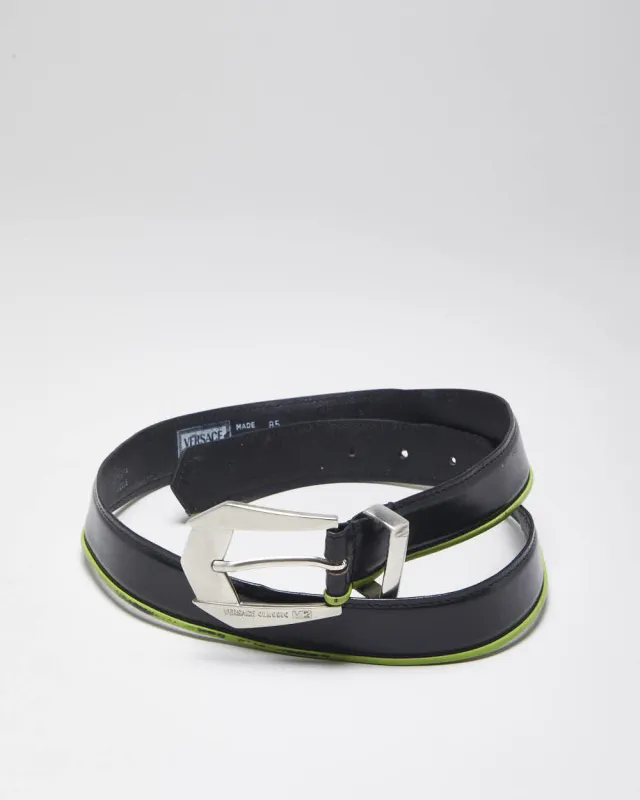 Vintage Y2k 00s Versace Black Leather Belt - W30 - W34 sold by Rokit