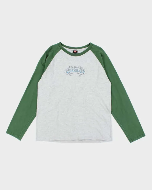 Vintage 2000's Quiksilver Long-sleeved Baseball T-Shirt - M sold by Rokit