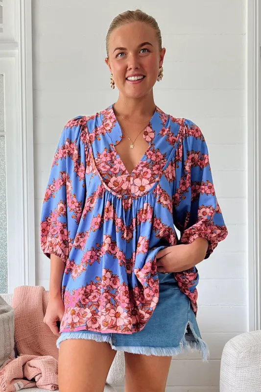 JAASE - Boheme Blouse: Thick Collar Smock Blouse in Little Flowers Print sold by Salty Crush