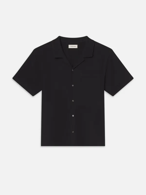 Jacquard Short Sleeve Relaxed Shirt -- Black sold by Frame Denim
