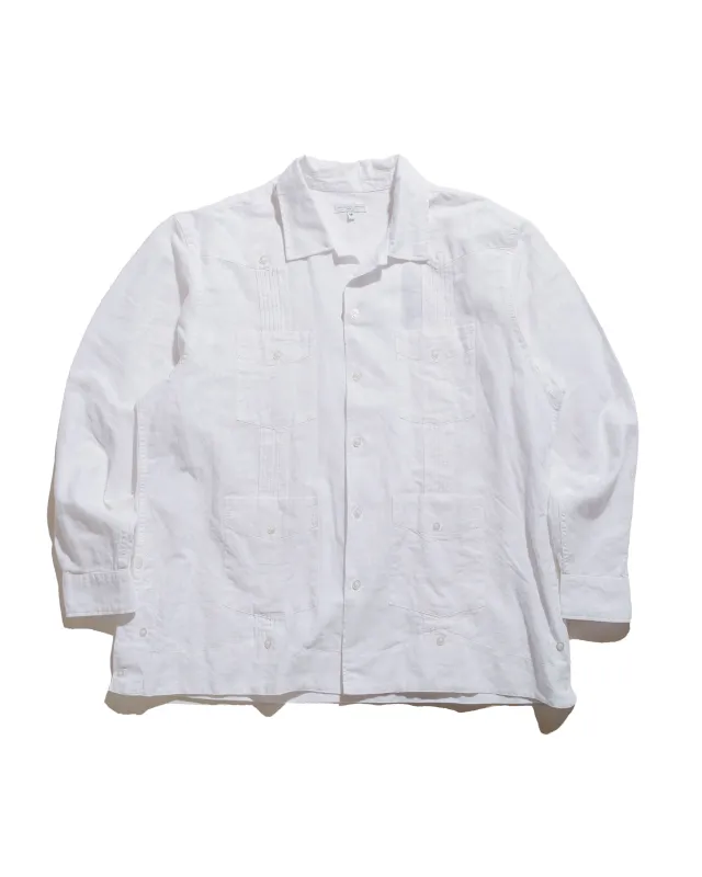 Engineered Garments Guayabera Shirt White Handkerchief Linen sold by Lost & Found