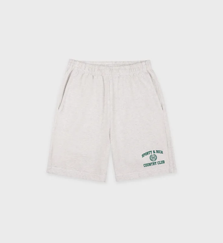 Varsity Crest Gym Short - Heather Gray/Forest sold by Sporty and Rich