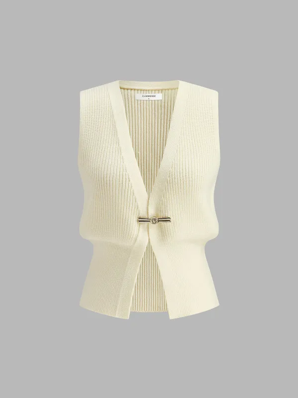 Metal Buckle Waisted Sweater Vest sold by COMMENSE