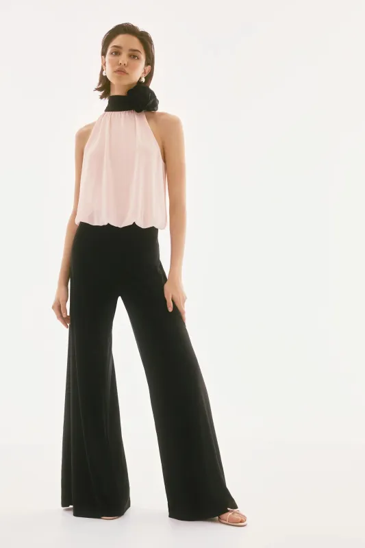 Silky Knit and Chiffon Wide Leg Jumpsuit | R853 (Some sizes are backorder until Sept) sold by Artizan