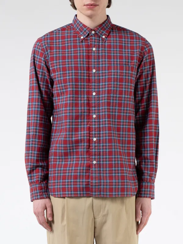 Indigo Yarn Tartan Check Button-Down Shirt sold by gravitypope