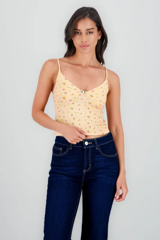 Top tirantes con detalle mini flor sold by Shasa