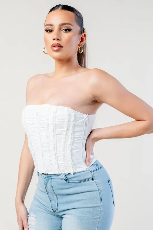 THIN WOVEN STRETCH CROP TUBE TOP sold by privy