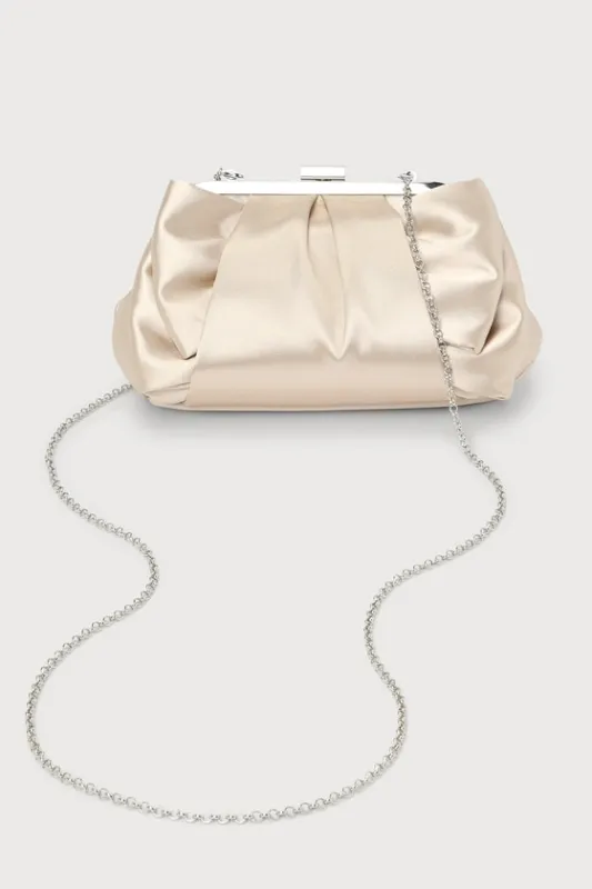 Something Special Champagne Satin Clutch sold by Lulus