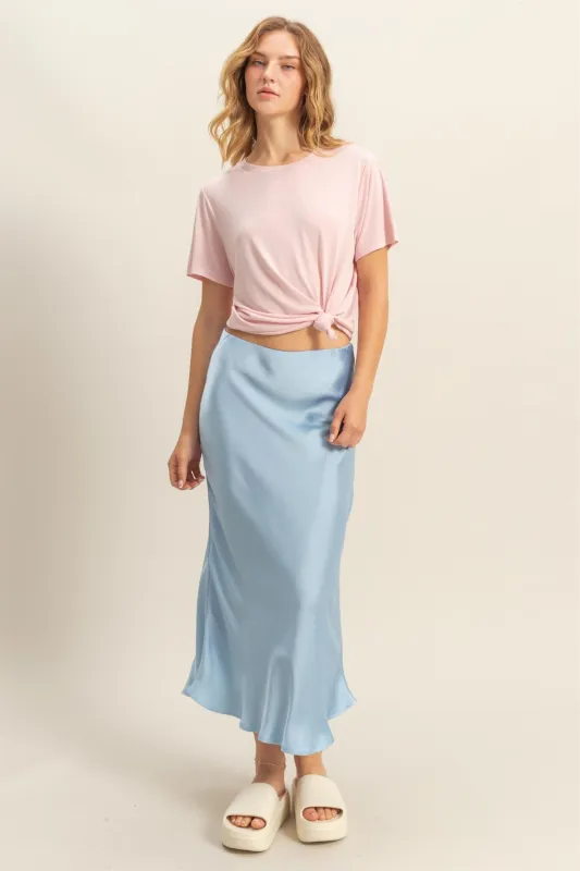 Light Pink Basic Round Neck Short Sleeve T-Shirt sold by Pinkblush