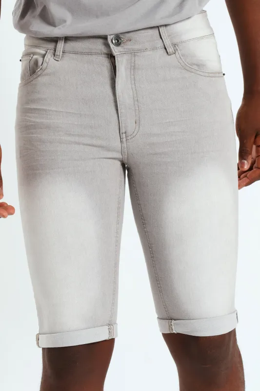 Denim Turnup Shorts - Light Grey sold by Edgars 