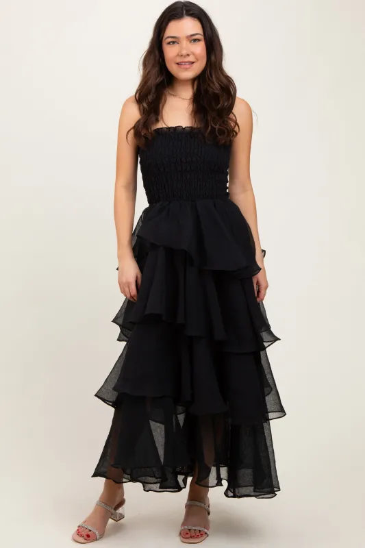 Black Layered Maxi Dress sold by Pinkblush