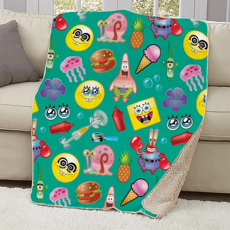 SpongeBob SquarePants Emojis Sherpa Blanket sold by MTV