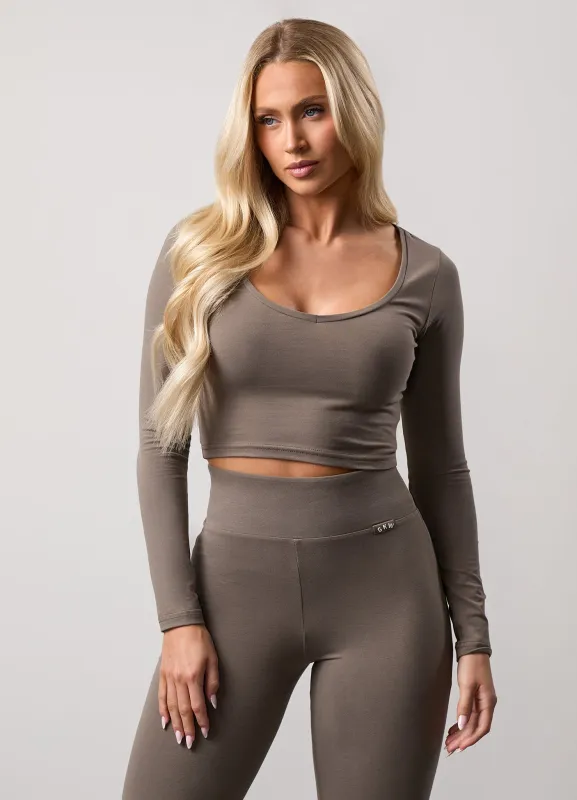 Gym King Plush Long Sleeve Tee - Deep Mink sold by The Gym King