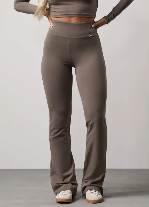 Gym King Plush Flared Trousers - Deep Mink sold by The Gym King