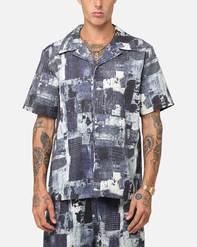 XXIII Printed Denim Patch Button Up Shirt Blue sold by Culture Kings