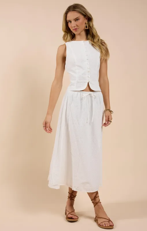 Sun Dream Eyelet Skirt, White | Sadie & Sage sold by North & Main Clothing Company