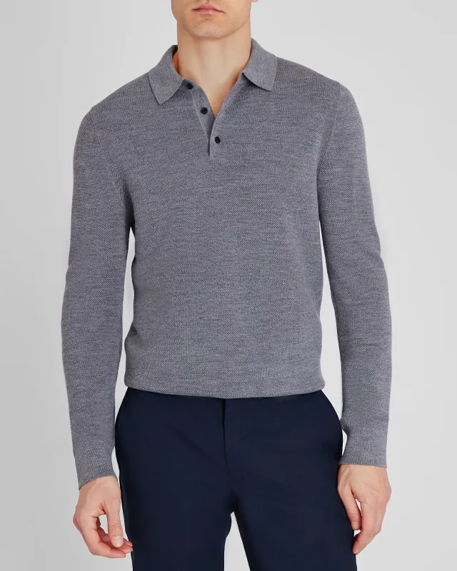 Long-Sleeve Stitch Wool Polo sold by Club Monaco