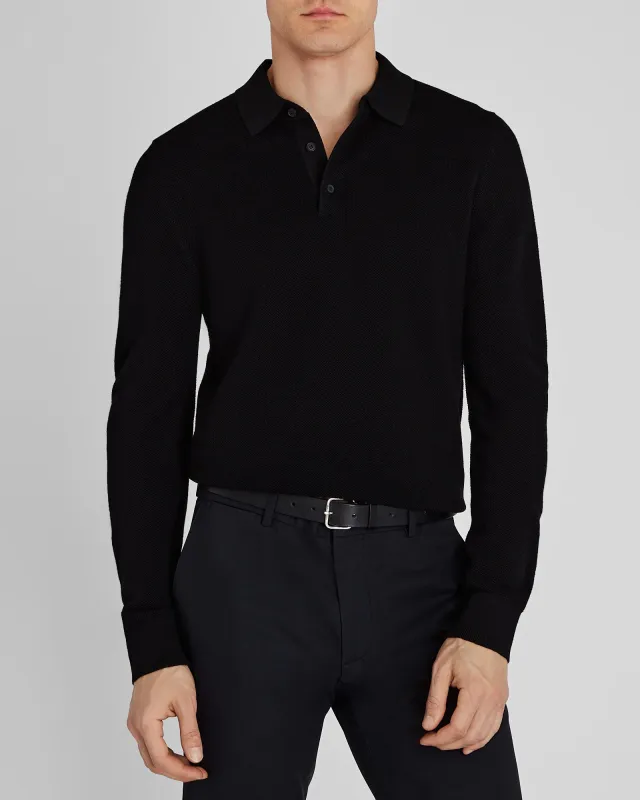 Long-Sleeve Stitch Wool Polo sold by Club Monaco