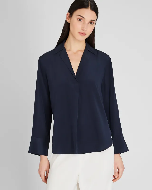 Collared Silk Popover Shirt sold by Club Monaco
