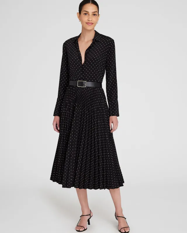 Polka Dot Pleated Midi Skirt sold by Club Monaco