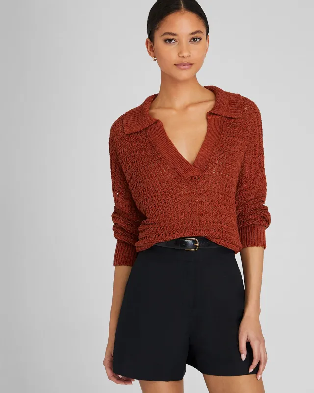 Mixed Stitch Oversized Johnny Collar Sweater sold by Club Monaco