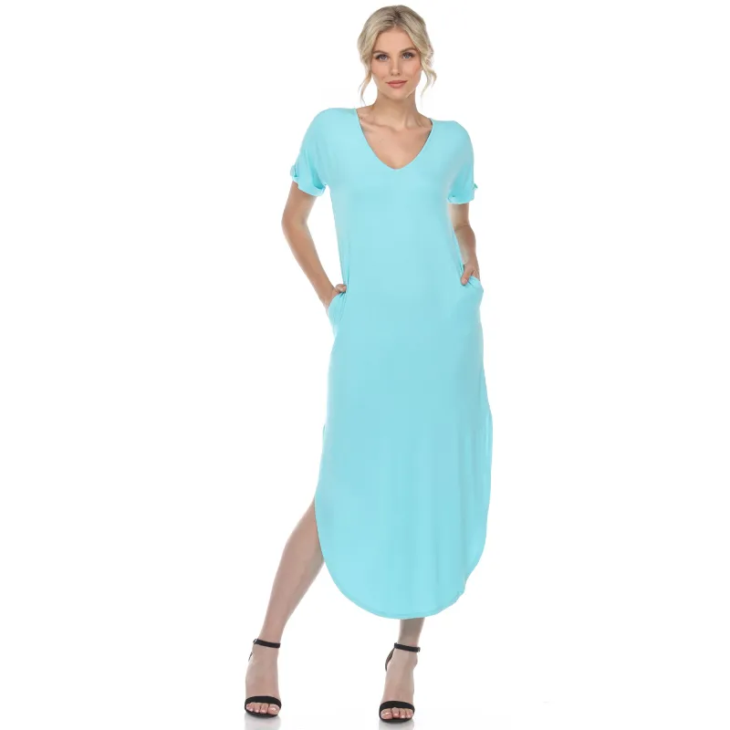 Women's Short Sleeve V-neck Maxi Dress sold by White Mark