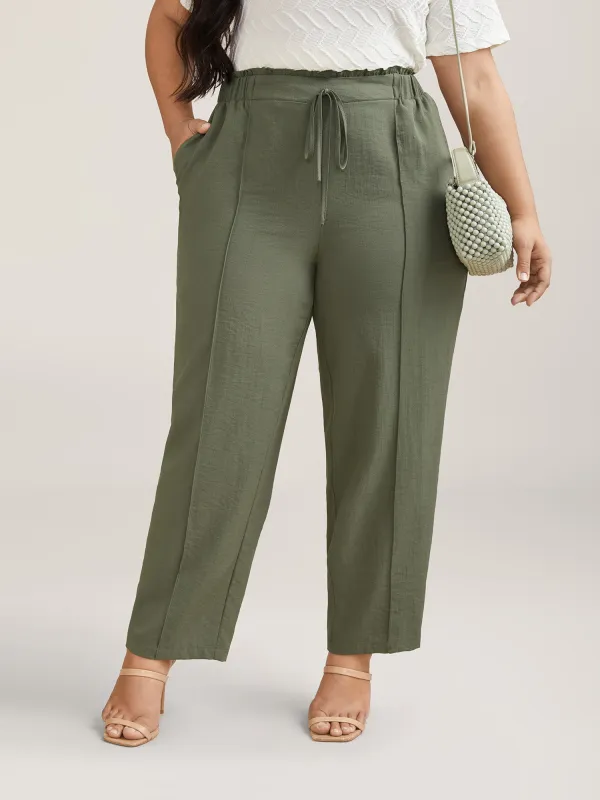 Waist Drawstring Seamed Straight Pants sold by Bloomchic